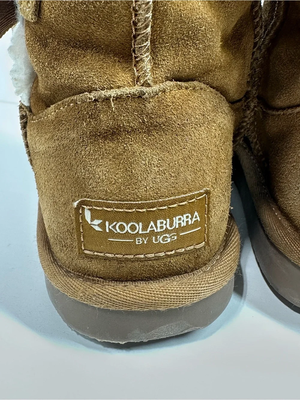 Kids' Koolabura UGG Victoria Short Boot Chesnut Size 1 Suede Faux Sherpa Cognac
